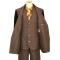 Il Canto Brown 100% Cotton Denim / Velvet Suit With White / Cognac Hand-Pick Stitching 8350